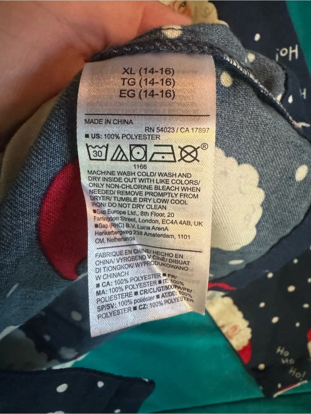 Old Navy Navy and Red Santa Print Kids Pajama Set